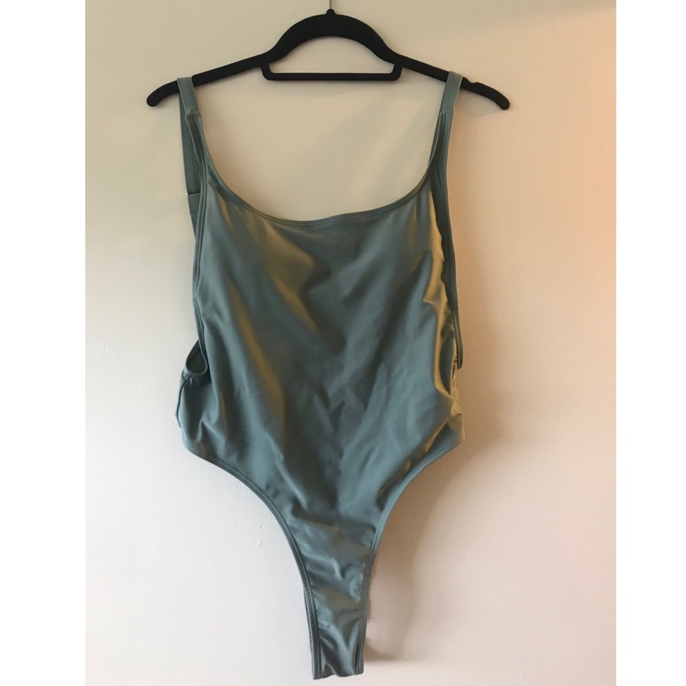 NEVER WORN Olive green high cut one piece